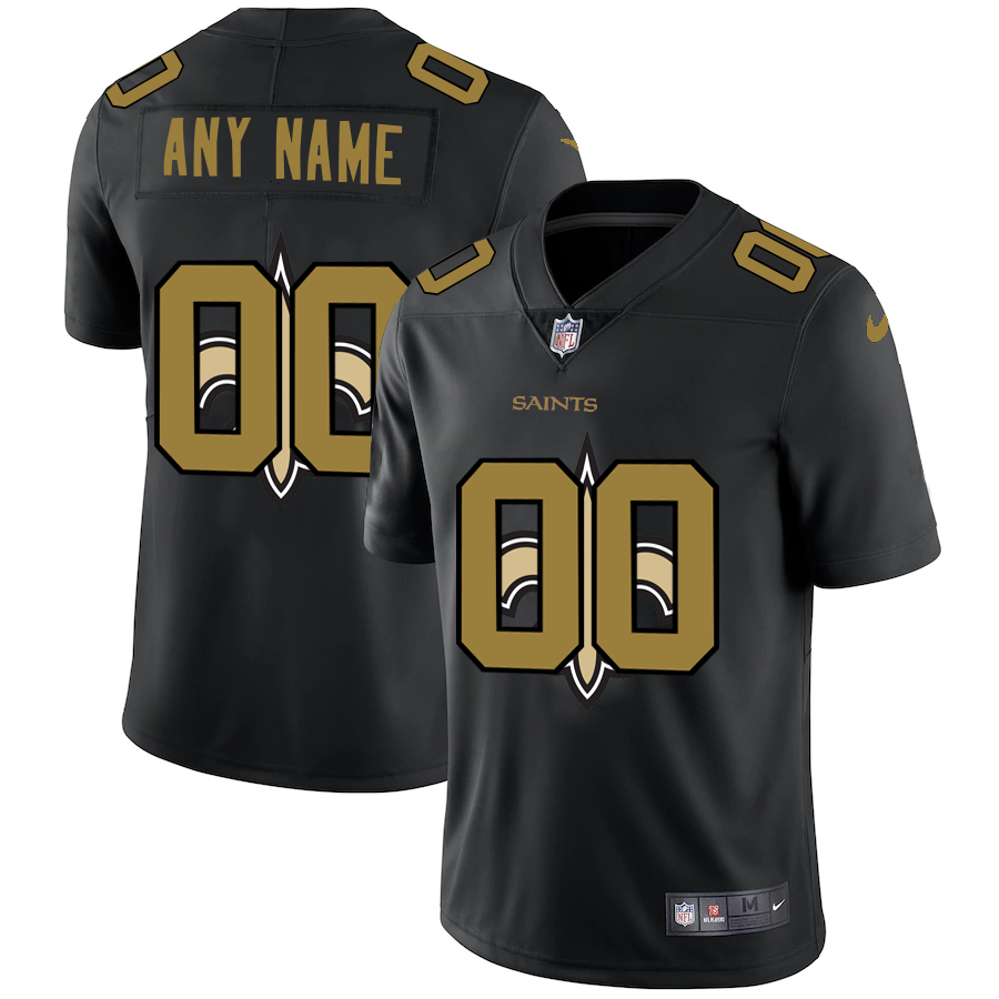 Wholesale New Orleans Saints Custom Men Nike Team Logo Dual Overlap Limited NFL Jersey Black